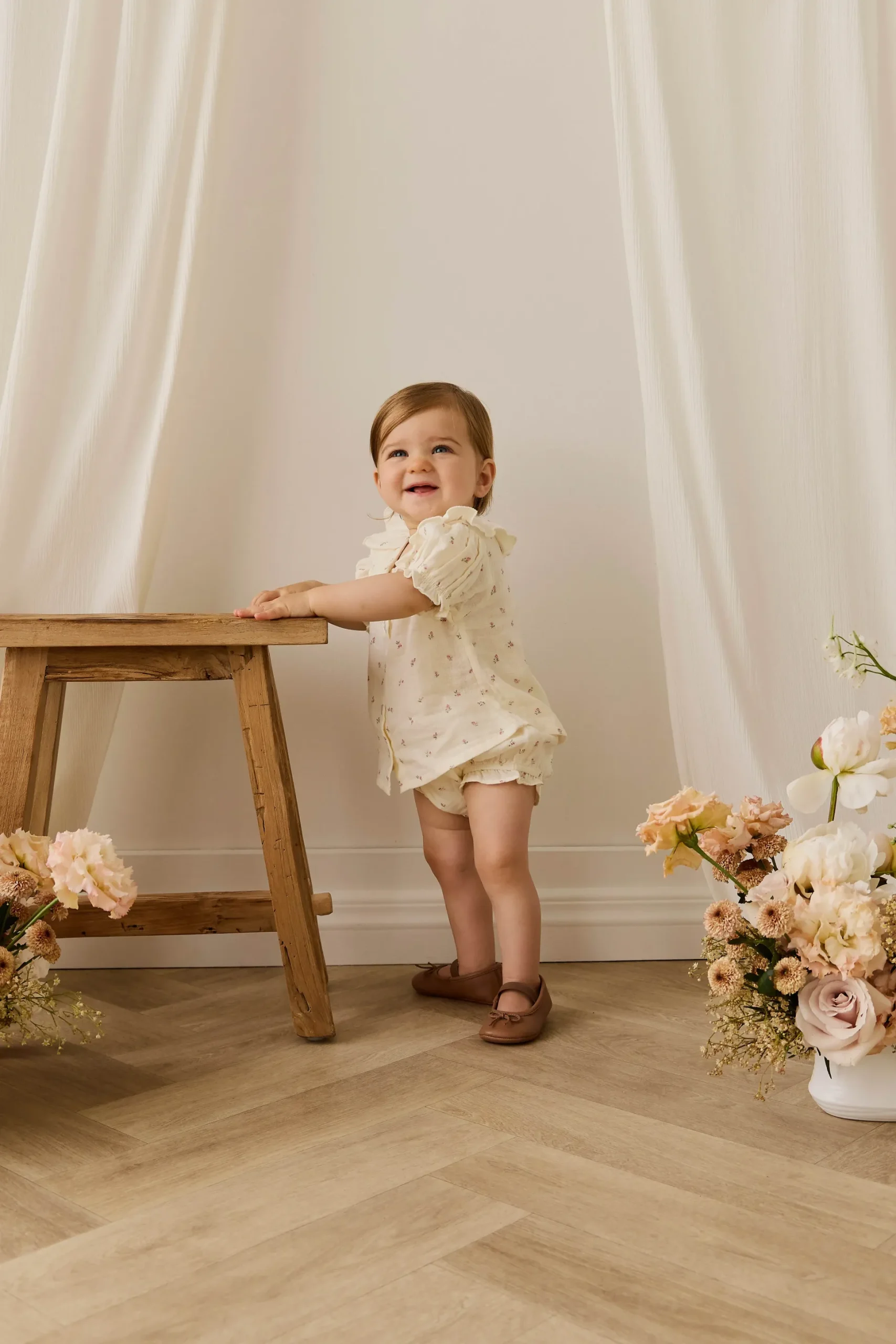 Organic Cotton Muslin Frill Bloomer - Willow Rose