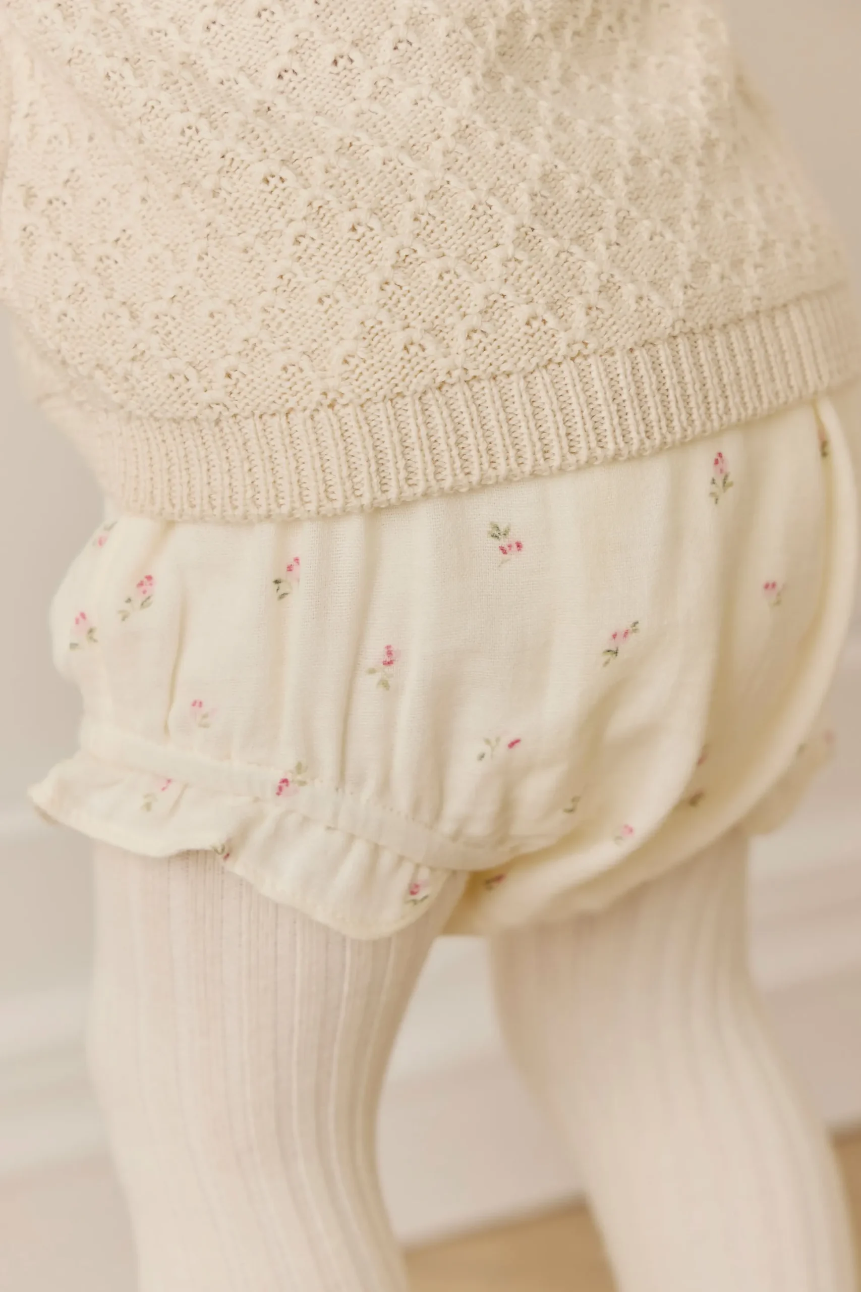 Organic Cotton Muslin Frill Bloomer - Willow Rose
