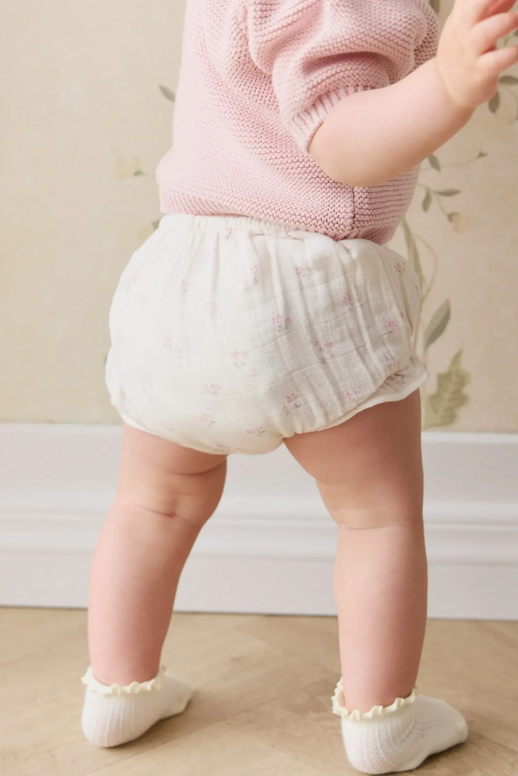 Organic Cotton Muslin Frill Bloomer - Pauline Pink