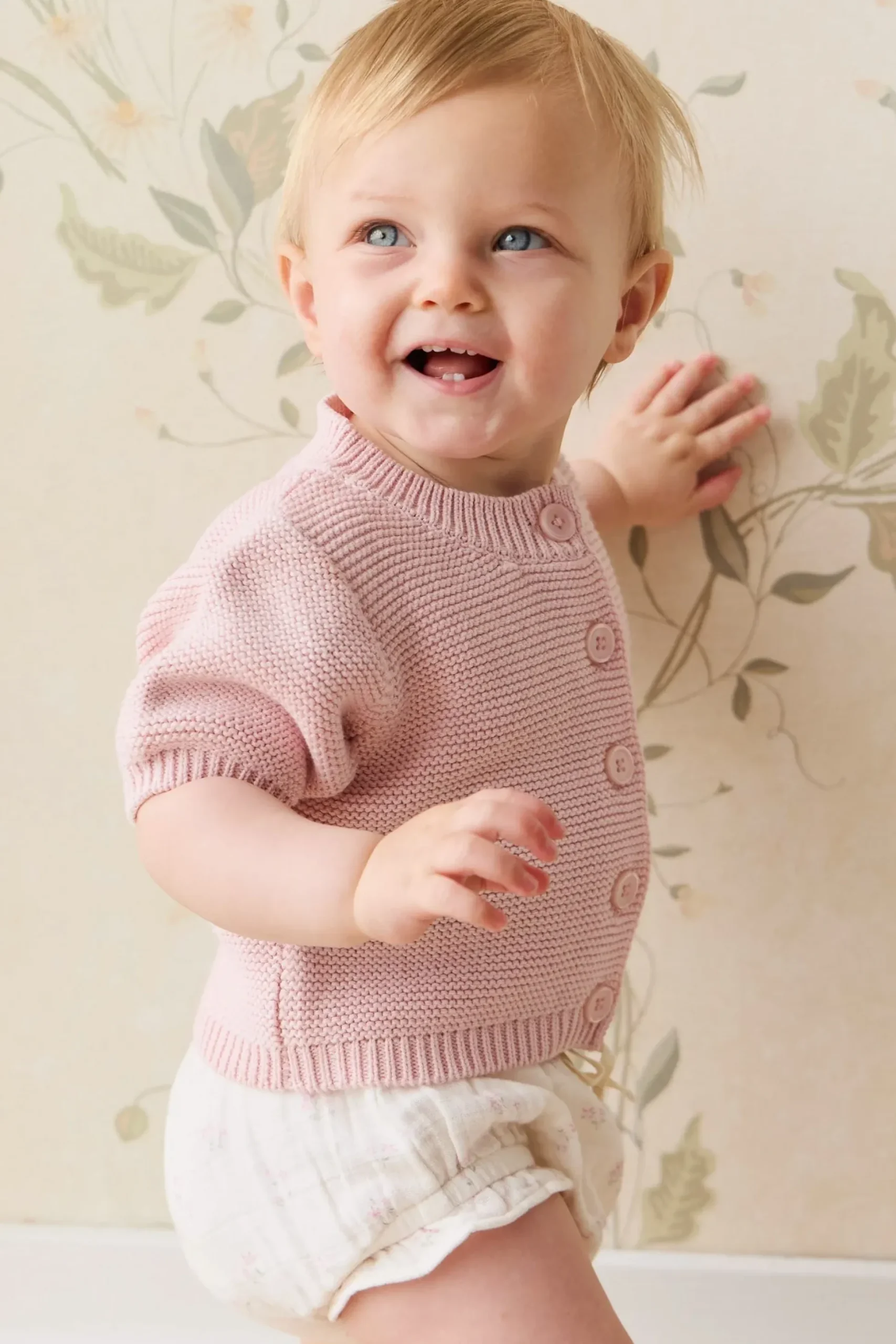 Organic Cotton Muslin Frill Bloomer - Pauline Pink