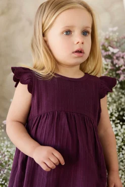 Organic Cotton Muslin Lace Dress - Fig