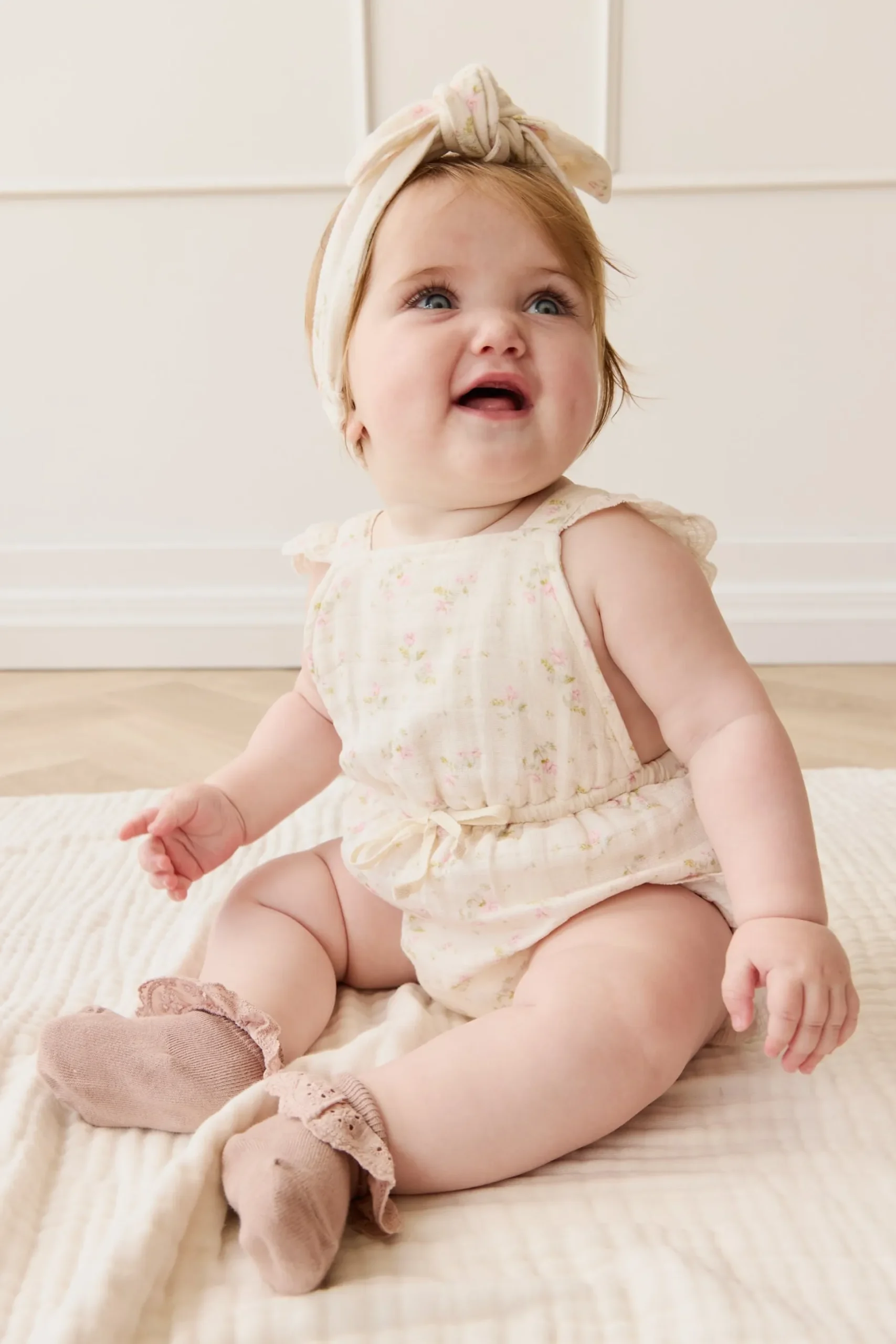 Organic Cotton Muslin Luciana Playsuit - Emelia Pink