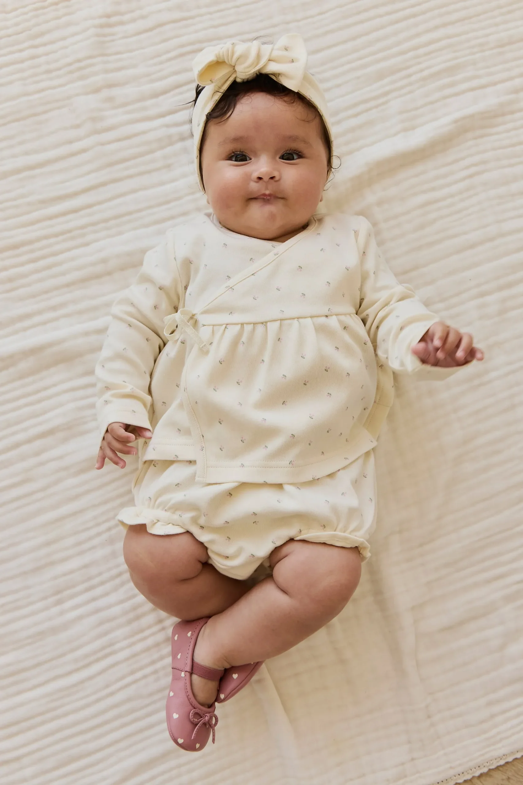 Organic Cotton Petal Wrap Top - Ditsy Cherries