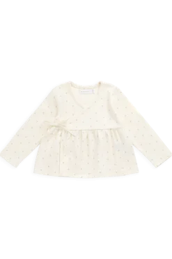 Organic Cotton Petal Wrap Top - Ditsy Cherries