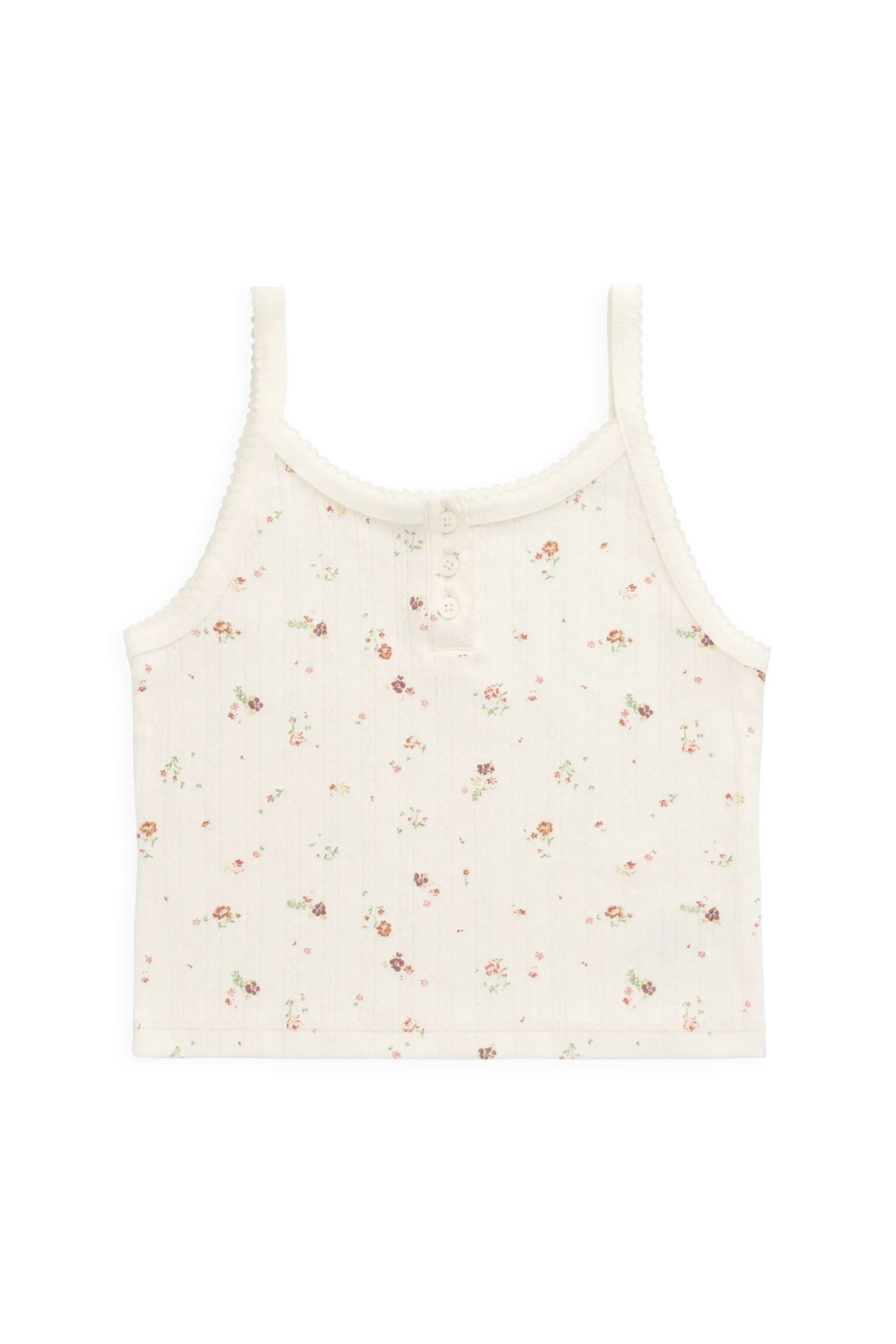 Organic Cotton Pointelle Anais Singlet - Eloise Egret