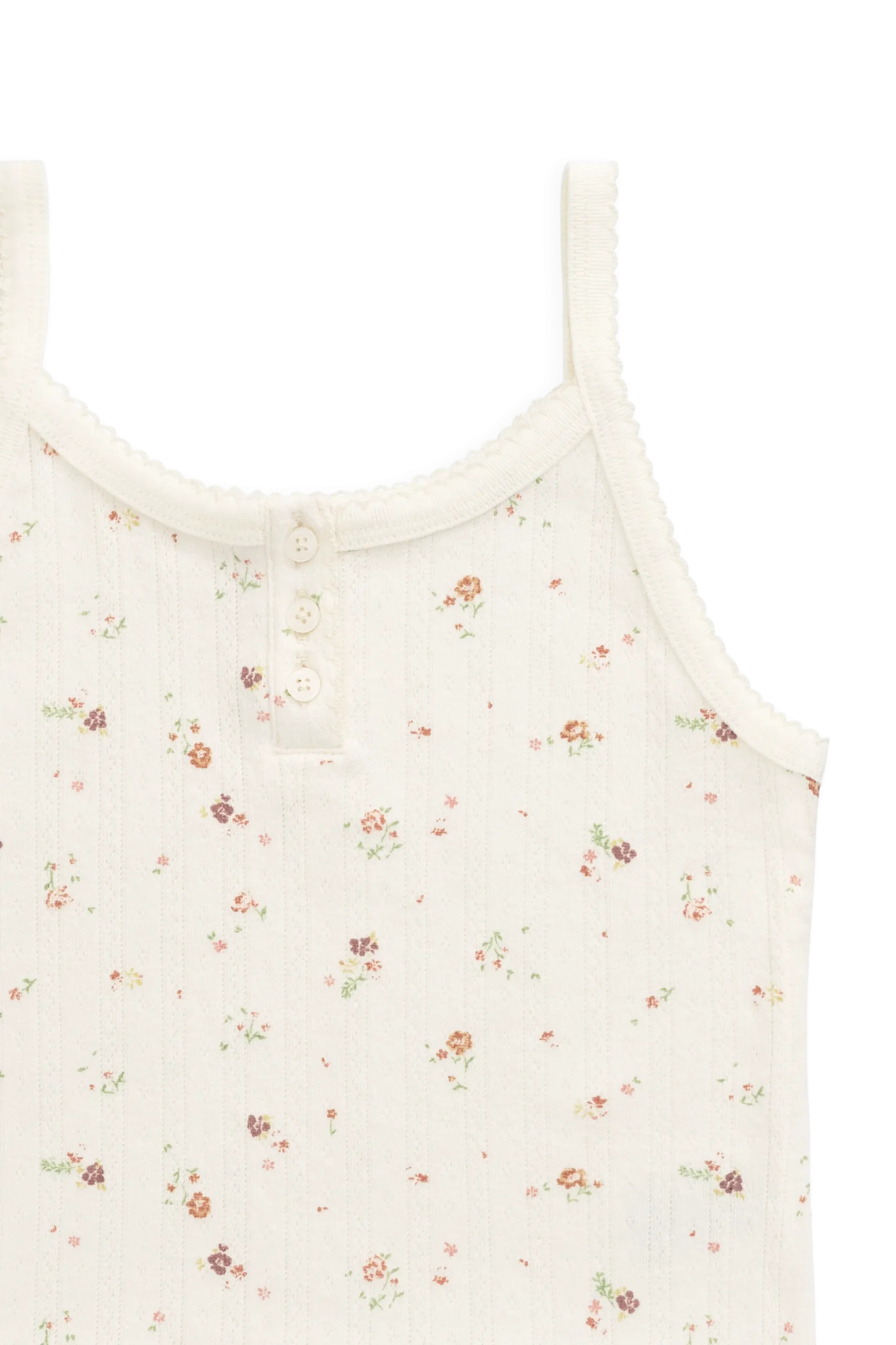 Organic Cotton Pointelle Anais Singlet - Eloise Egret