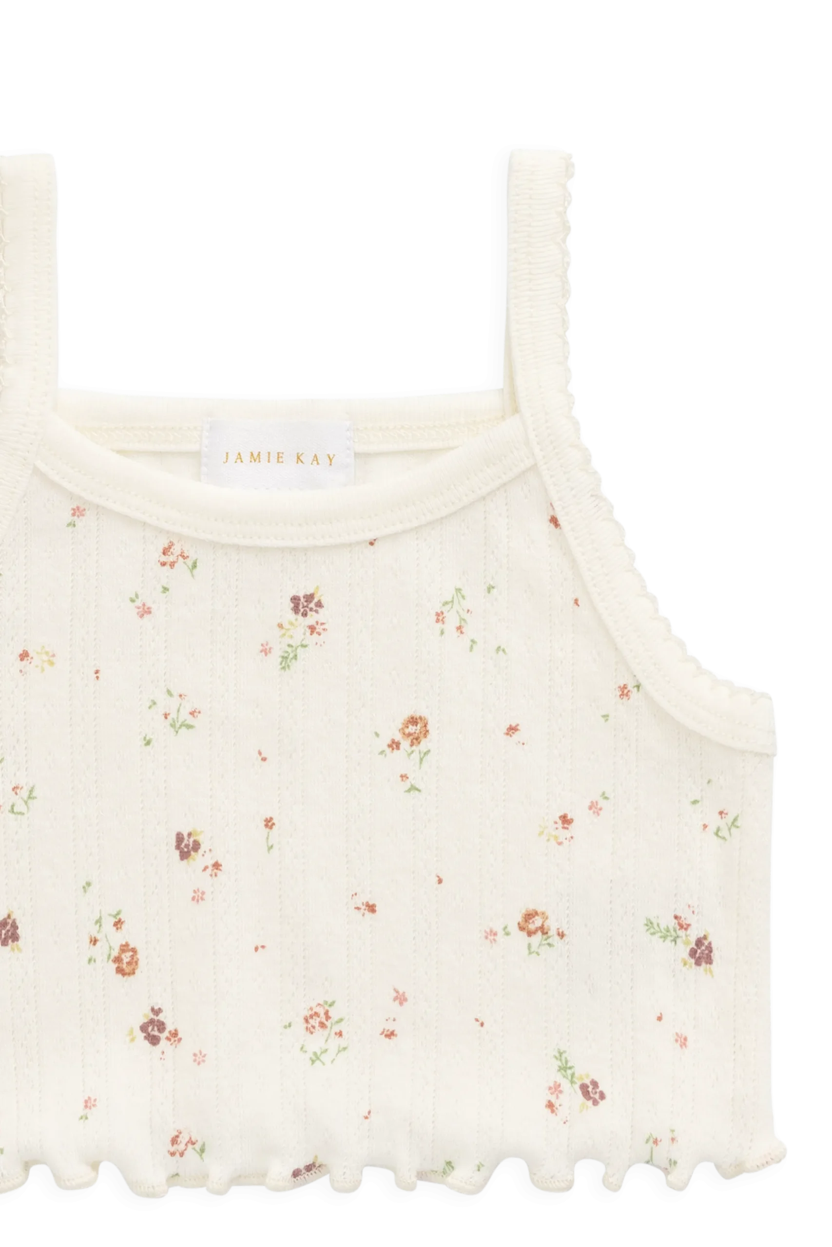 Organic Cotton Pointelle Bebe Singlet - Eloise Egret