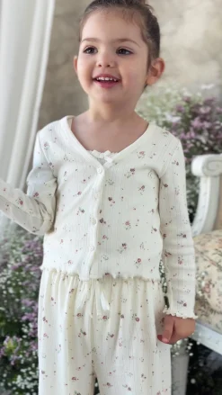 Organic Cotton Pointelle Carine Cardigan - Eloise Egret