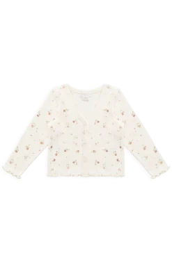 Organic Cotton Pointelle Carine Cardigan - Eloise Egret