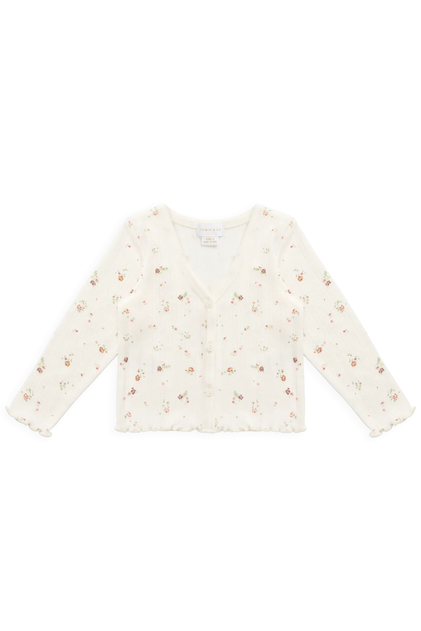Organic Cotton Pointelle Carine Cardigan - Eloise Egret