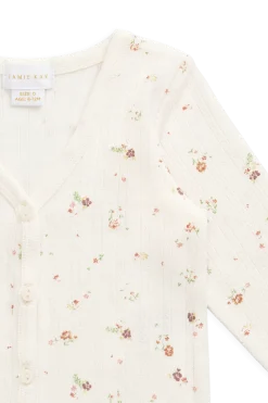 Organic Cotton Pointelle Carine Cardigan - Eloise Egret