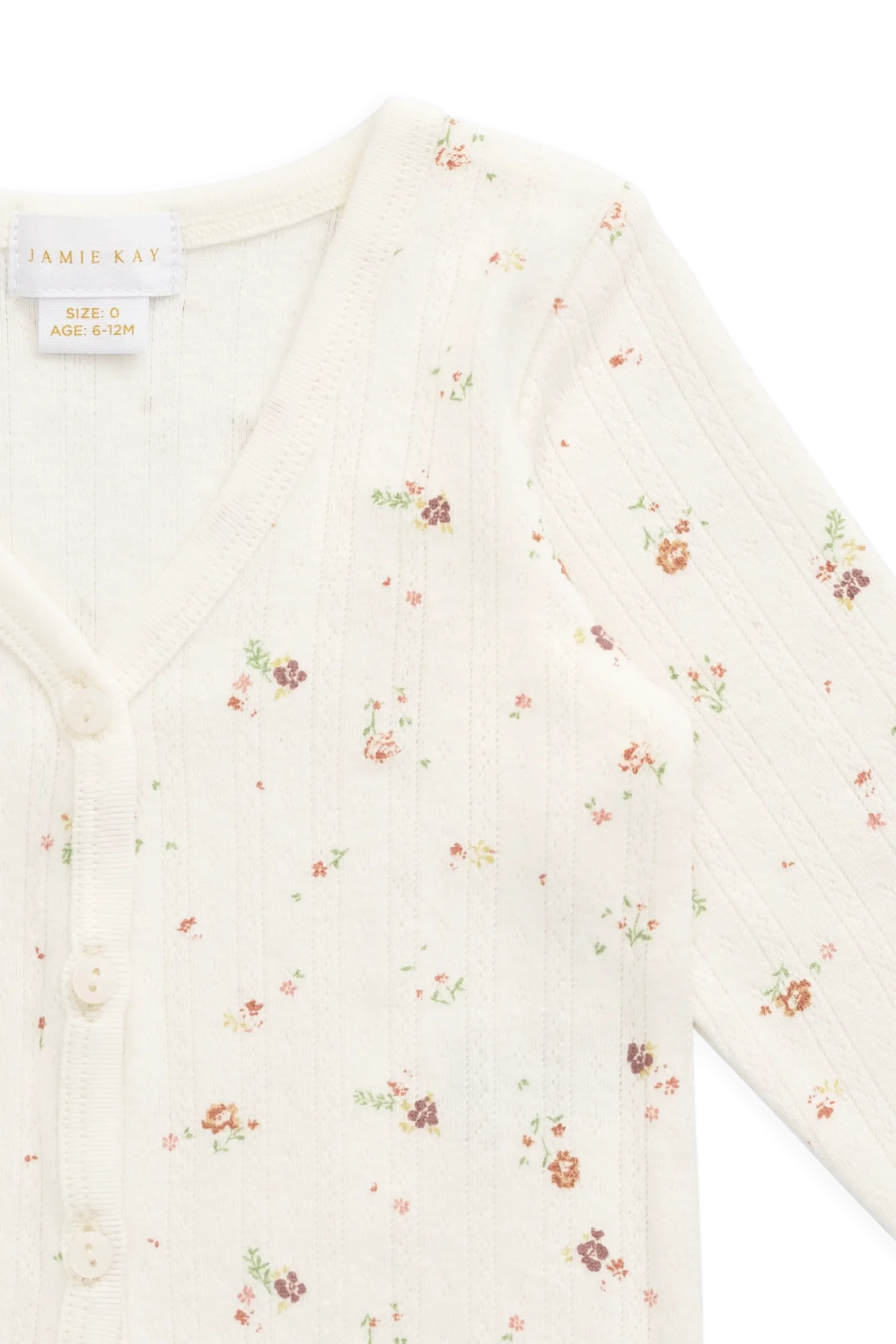 Organic Cotton Pointelle Carine Cardigan - Eloise Egret