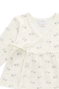 Organic Cotton Pointelle Clemence Wrap Top - Molly Blue