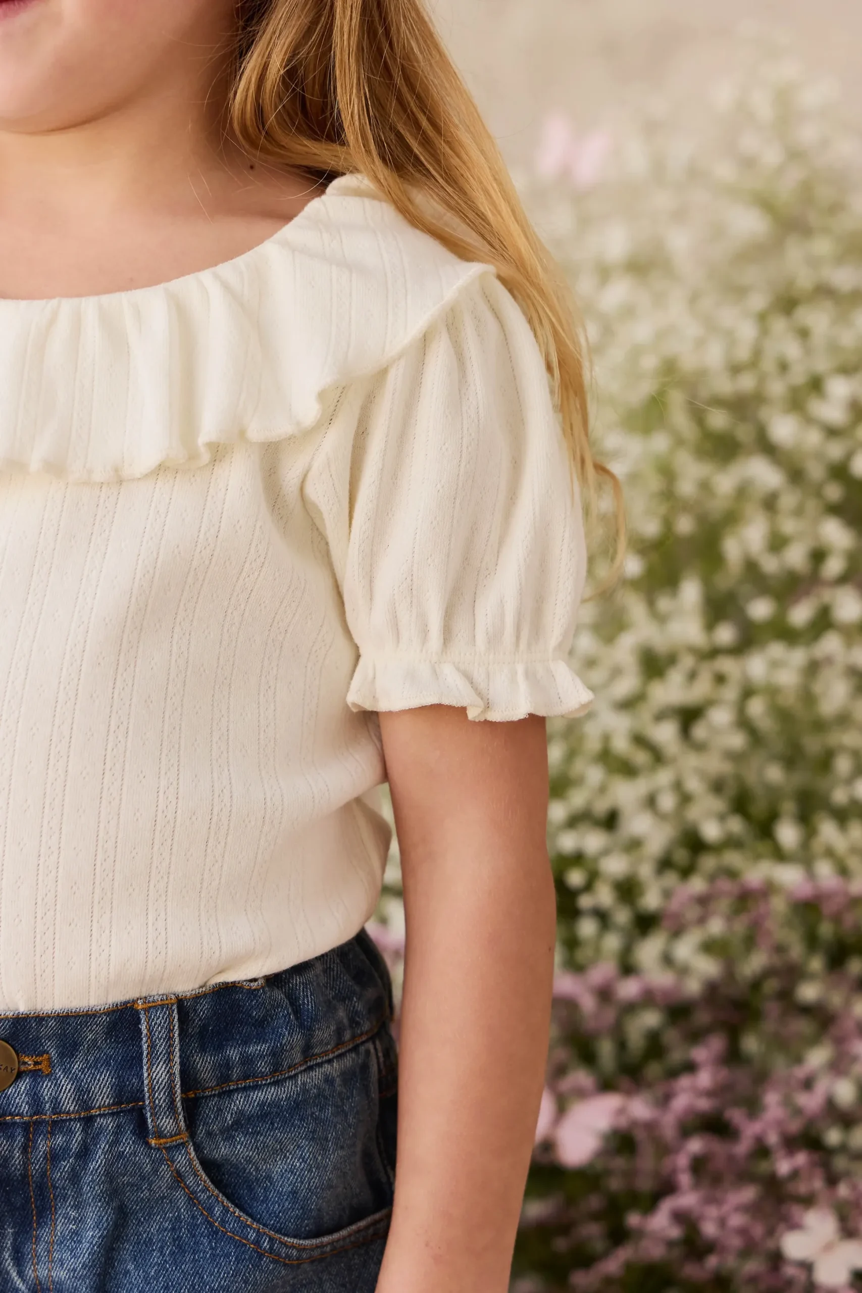 Organic Cotton Pointelle Marlene Top - Parchment