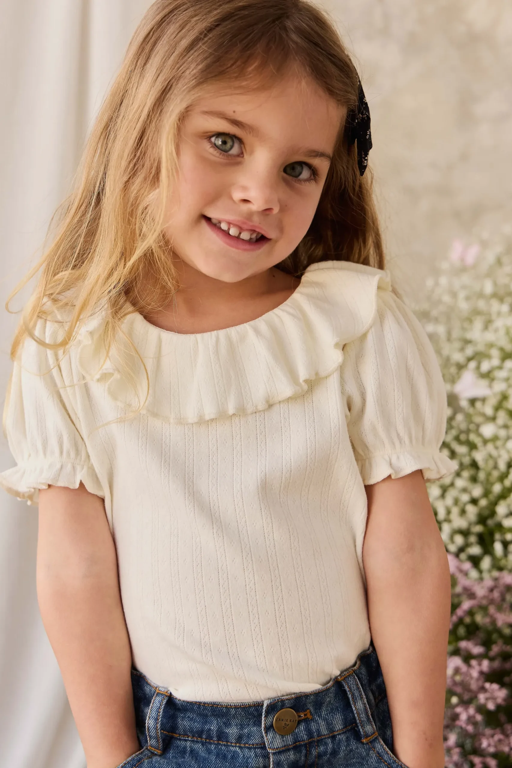 Organic Cotton Pointelle Marlene Top - Parchment
