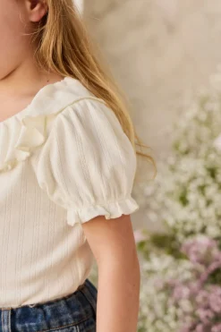 Organic Cotton Pointelle Marlene Top - Parchment