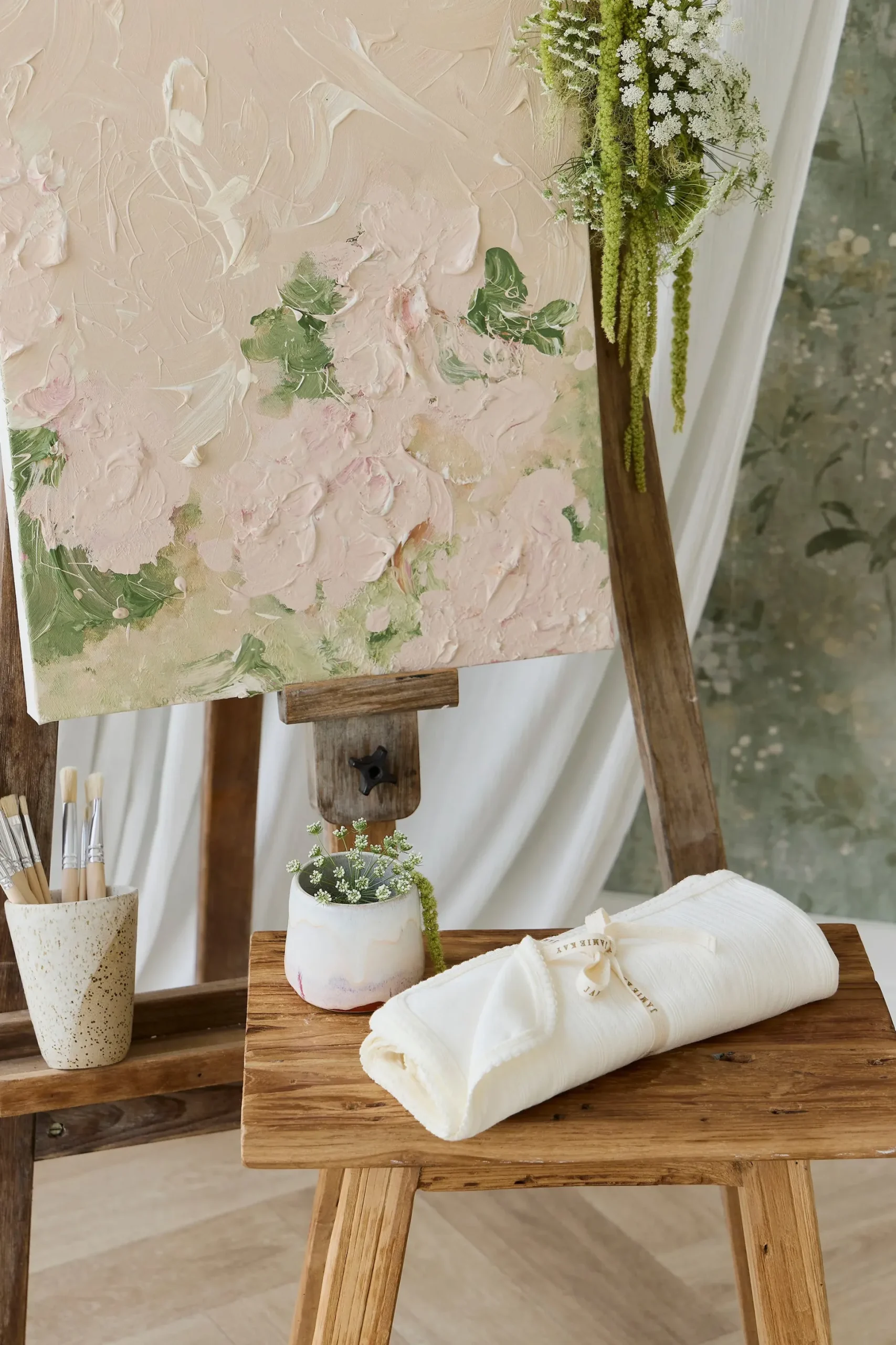 Organic Cotton Pointelle Murphy Blanket - Parchment