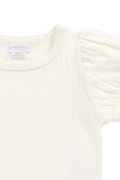Organic Cotton Pointelle Rhea Top - Parchment