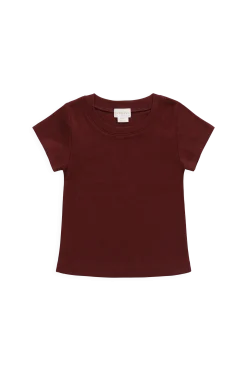 Organic Cotton Rib Helene Tee - Burgundy