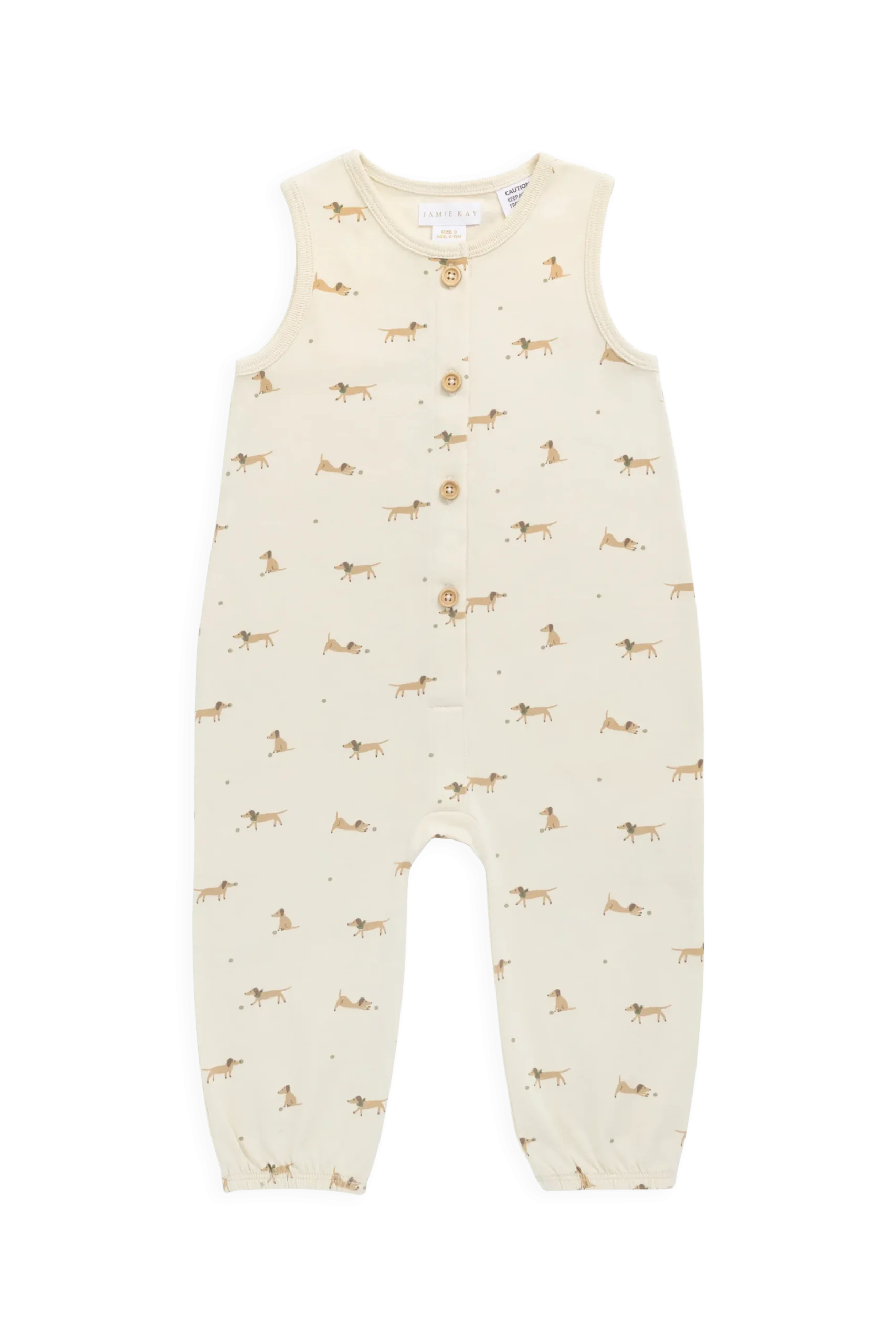 Organic Cotton Rupert Onepiece - Play Ball Cassava