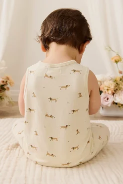 Organic Cotton Rupert Onepiece - Play Ball Cassava