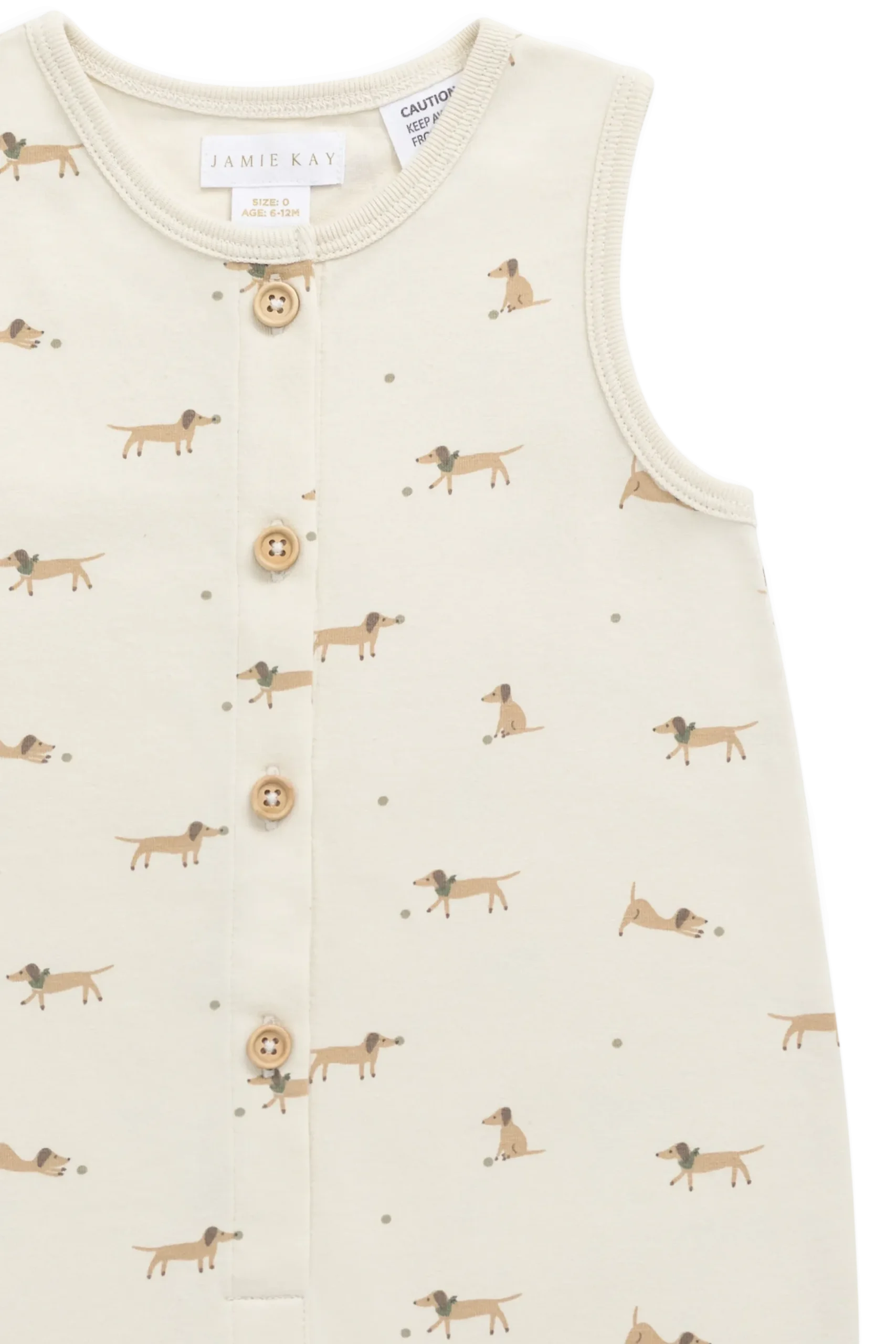 Organic Cotton Rupert Onepiece - Play Ball Cassava