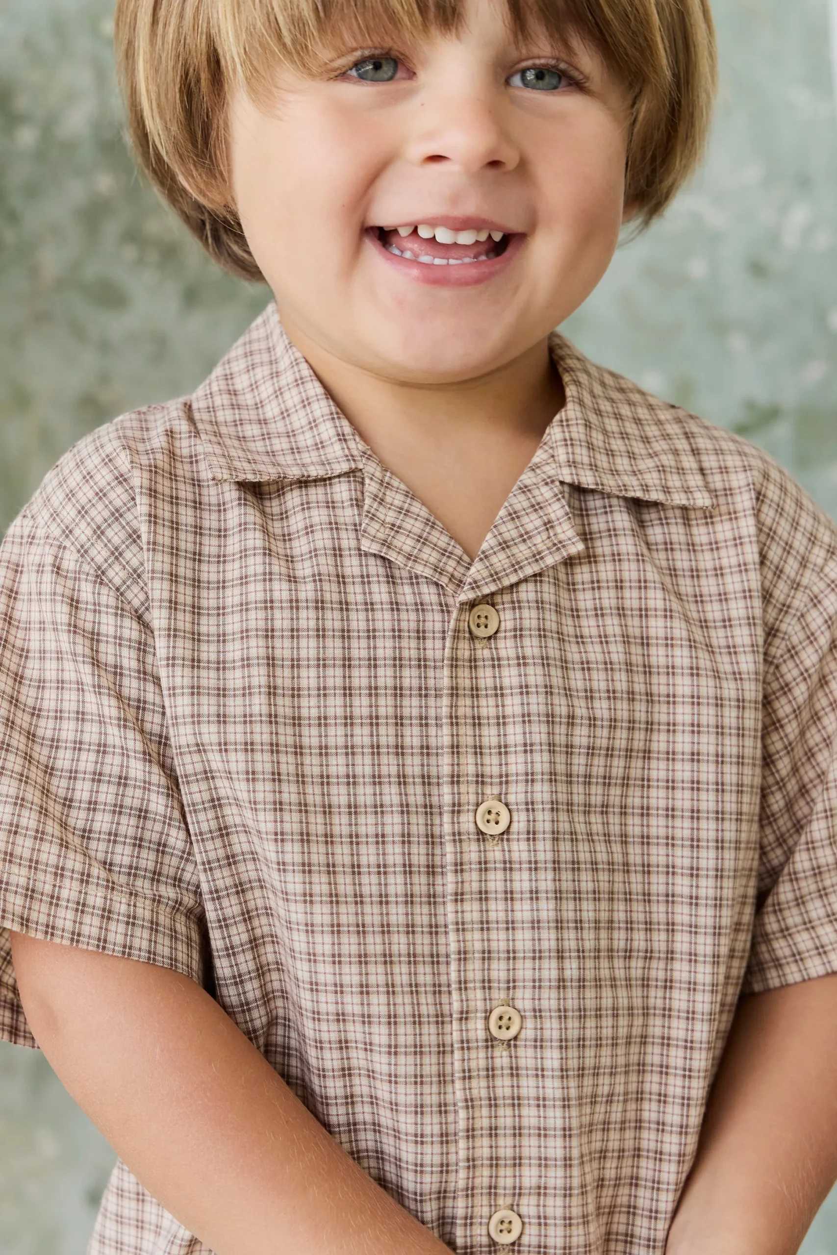 Organic Cotton Silas Shirt - Cabin Check Cocoa