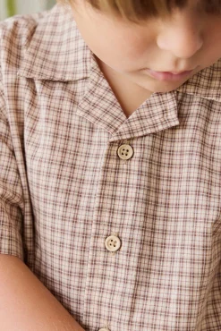Organic Cotton Silas Shirt - Cabin Check Cocoa