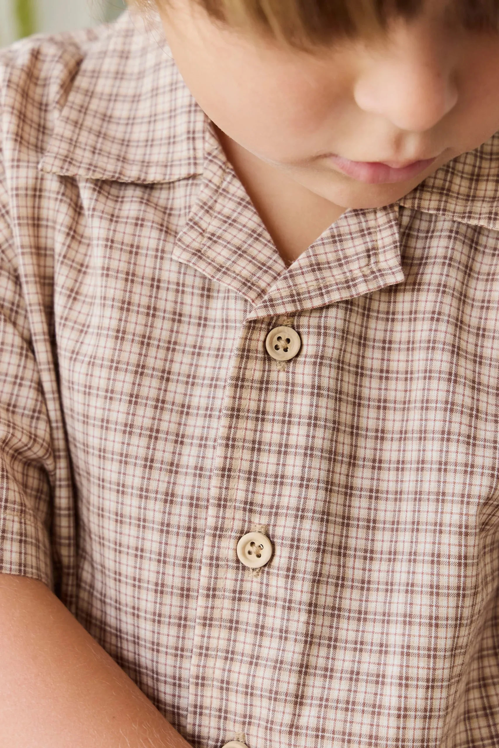 Organic Cotton Silas Shirt - Cabin Check Cocoa
