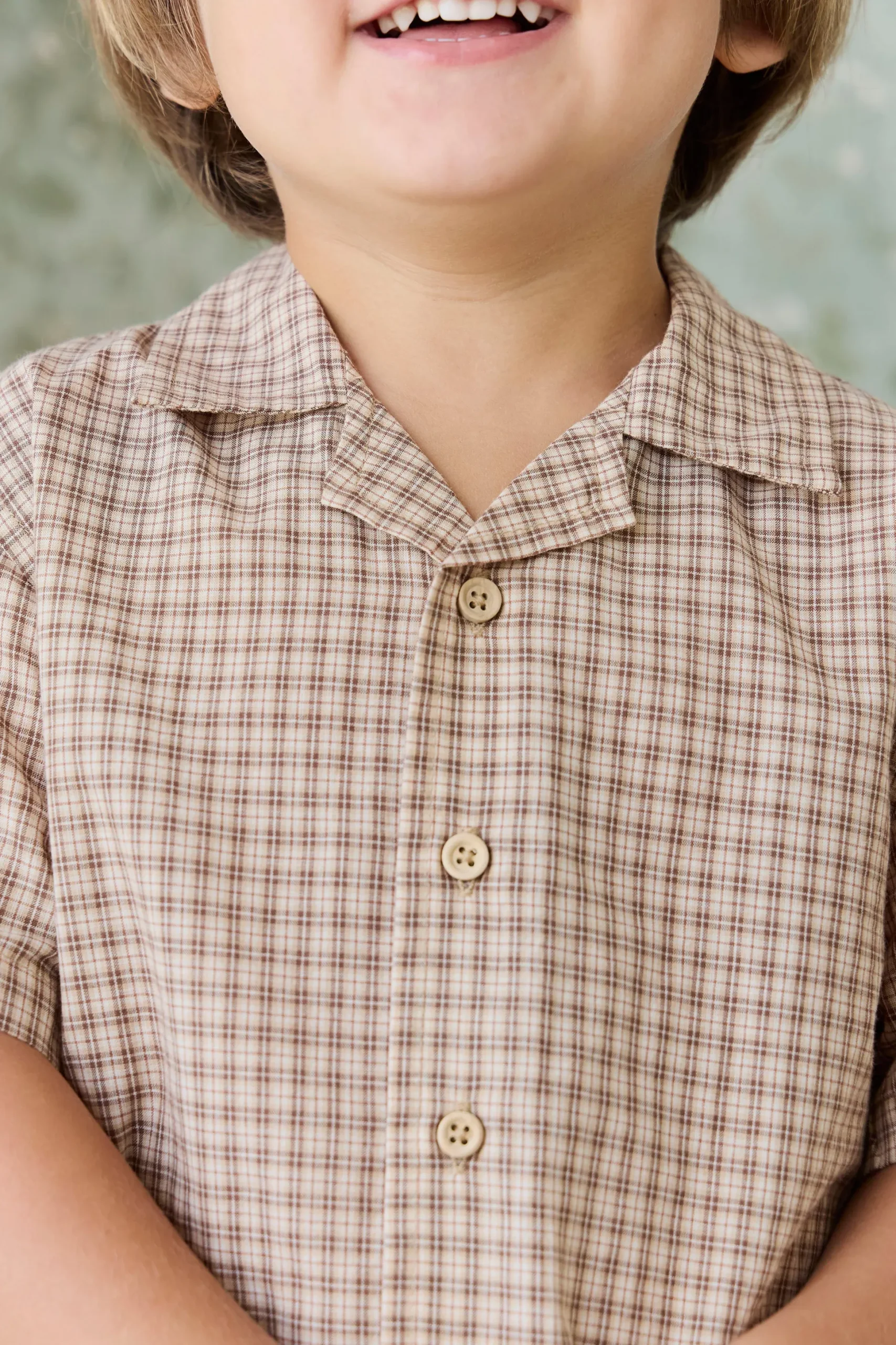 Organic Cotton Silas Shirt - Cabin Check Cocoa