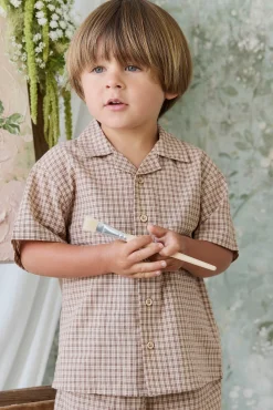 Organic Cotton Silas Shirt - Cabin Check Cocoa