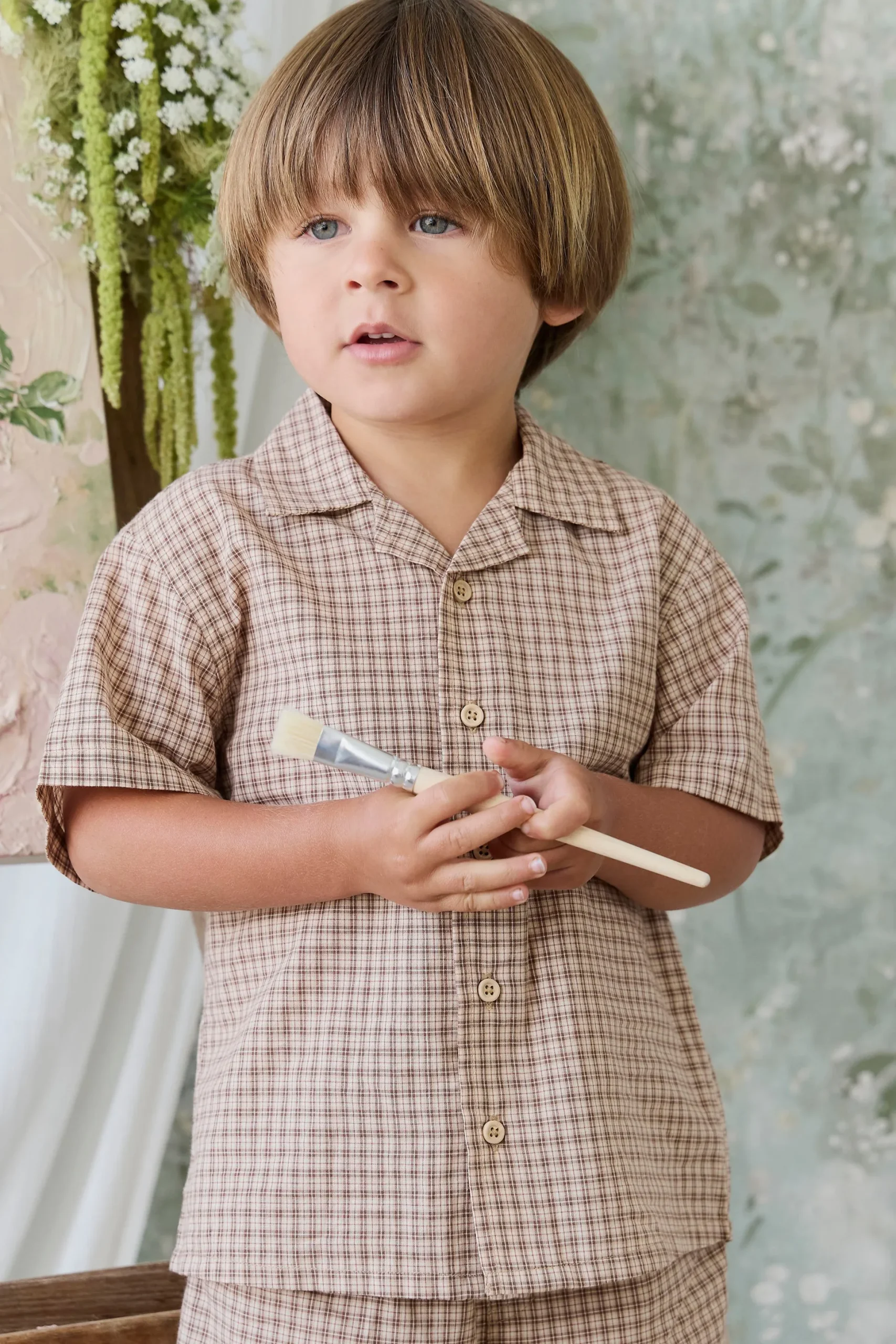 Organic Cotton Silas Shirt - Cabin Check Cocoa