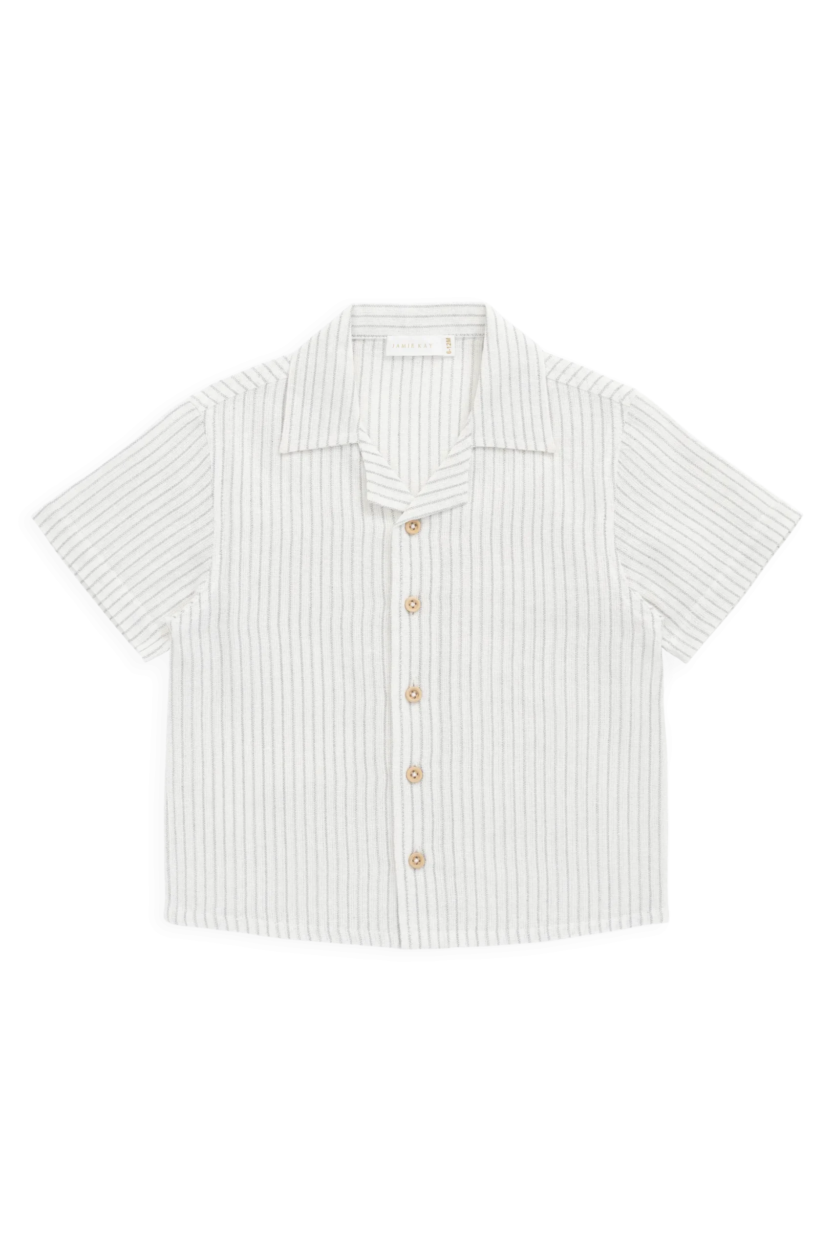 Organic Cotton Silas Shirt-Mini Pinstripe Parchment / Dawn