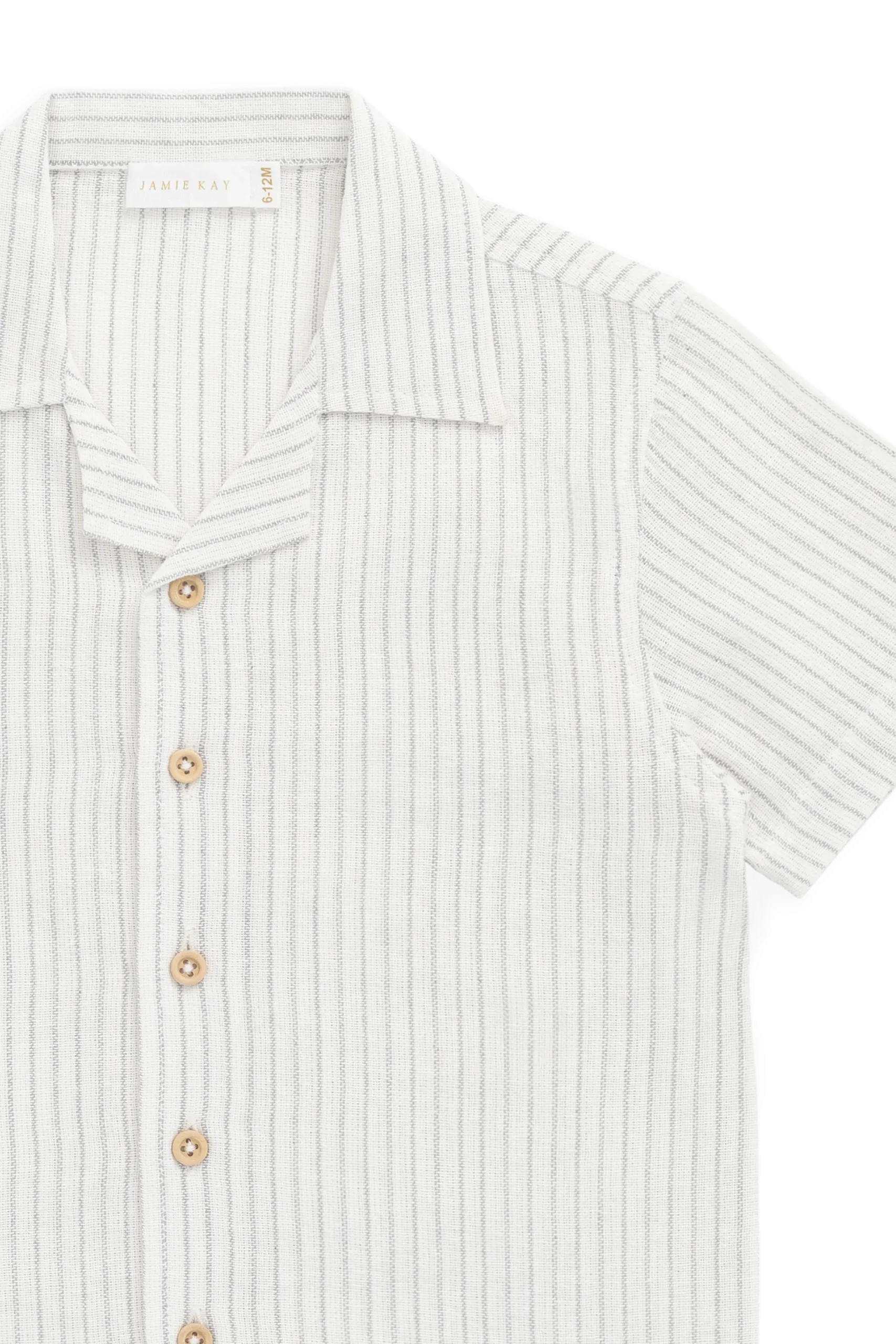 Organic Cotton Silas Shirt-Mini Pinstripe Parchment / Dawn