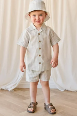 Organic Cotton Silas Shirt - Variegated Stripe Shoreline