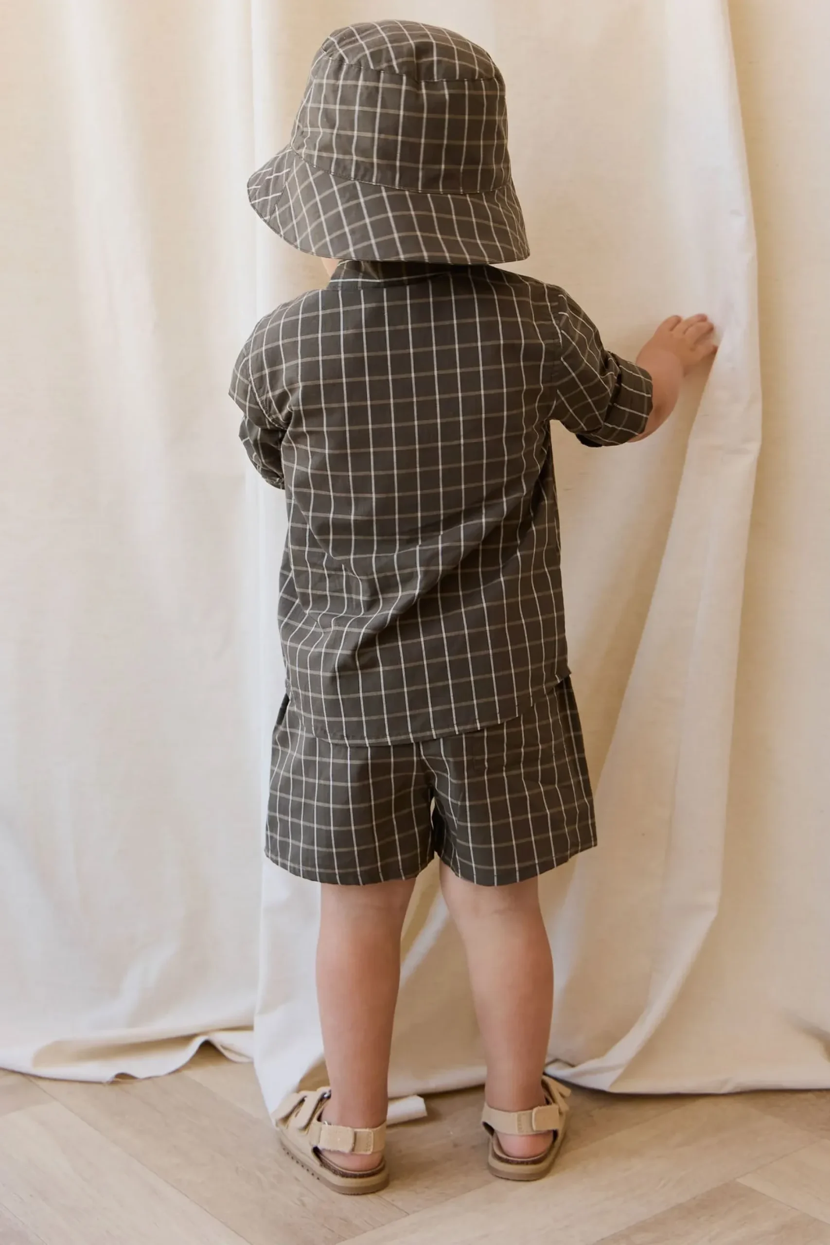 Organic Cotton Silas Short - Variegated Grid Tarmac
