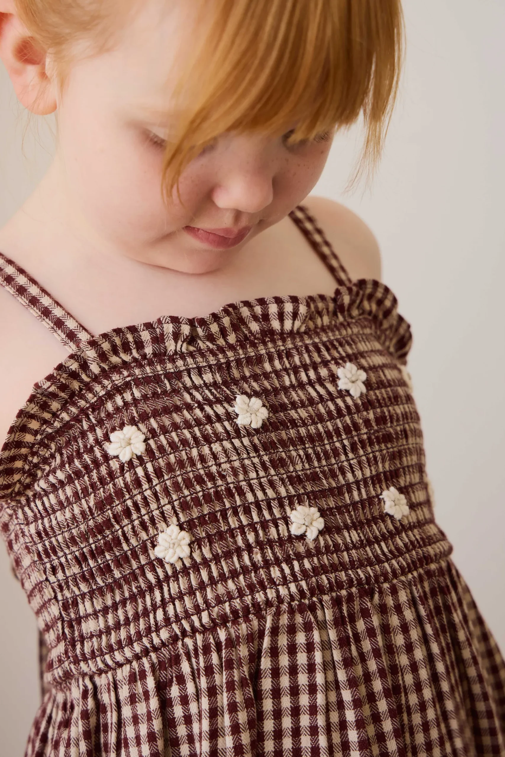 Organic Cotton Solenne Jumpsuit - Cinnamon Gingham