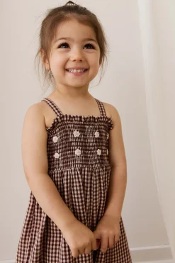 Organic Cotton Solenne Jumpsuit - Cinnamon Gingham