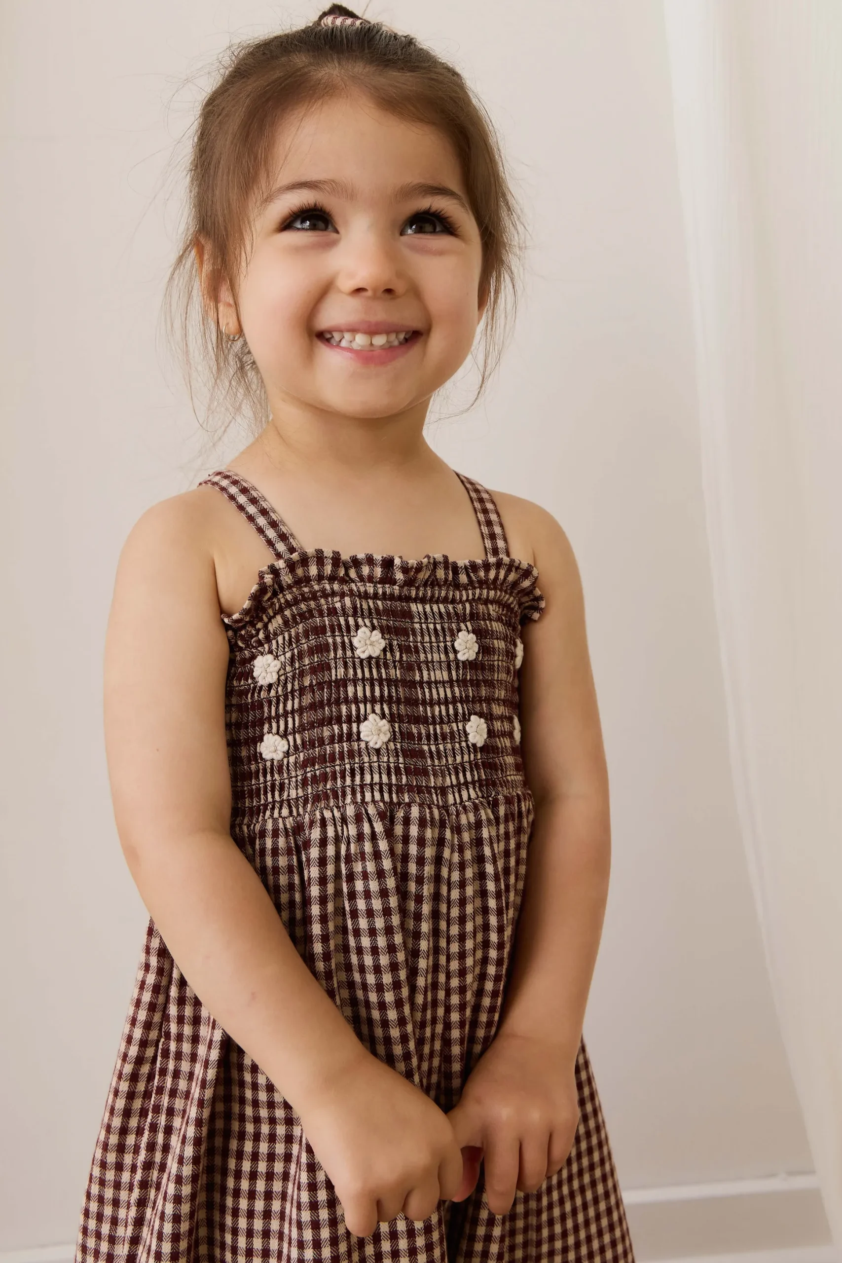 Organic Cotton Solenne Jumpsuit - Cinnamon Gingham