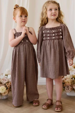 Organic Cotton Solenne Jumpsuit - Cinnamon Gingham