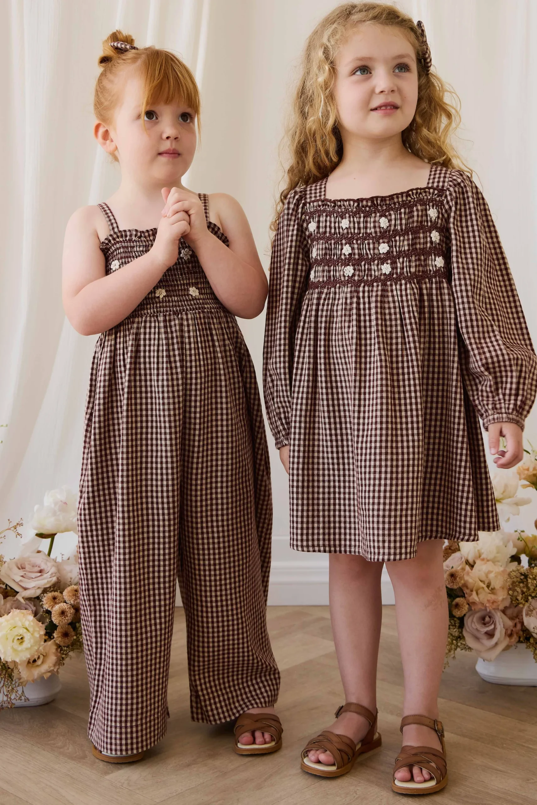 Organic Cotton Solenne Jumpsuit - Cinnamon Gingham