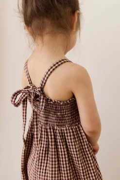 Organic Cotton Solenne Jumpsuit - Cinnamon Gingham