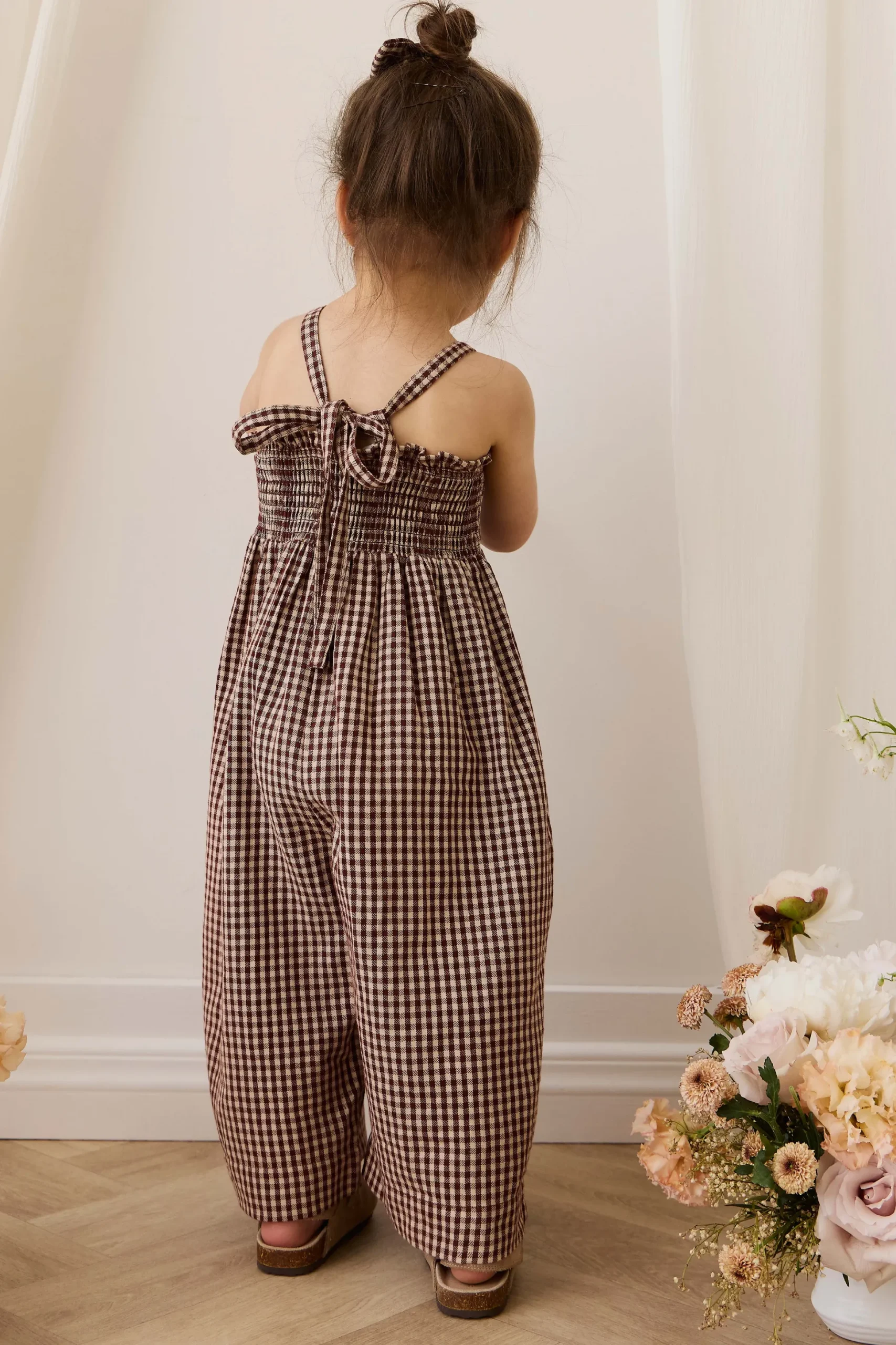 Organic Cotton Solenne Jumpsuit - Cinnamon Gingham