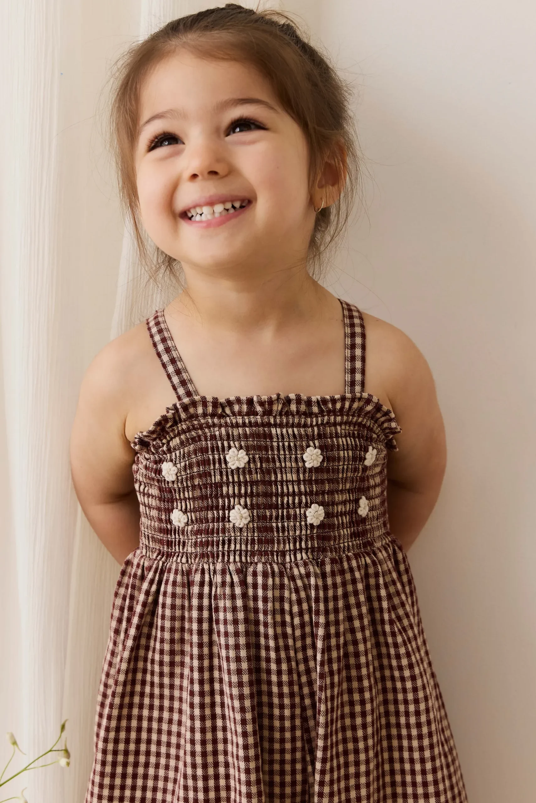 Organic Cotton Solenne Jumpsuit - Cinnamon Gingham