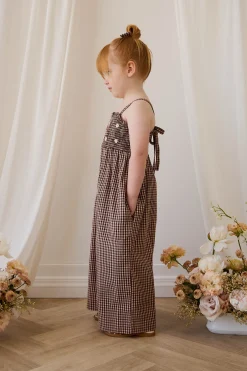 Organic Cotton Solenne Jumpsuit - Cinnamon Gingham