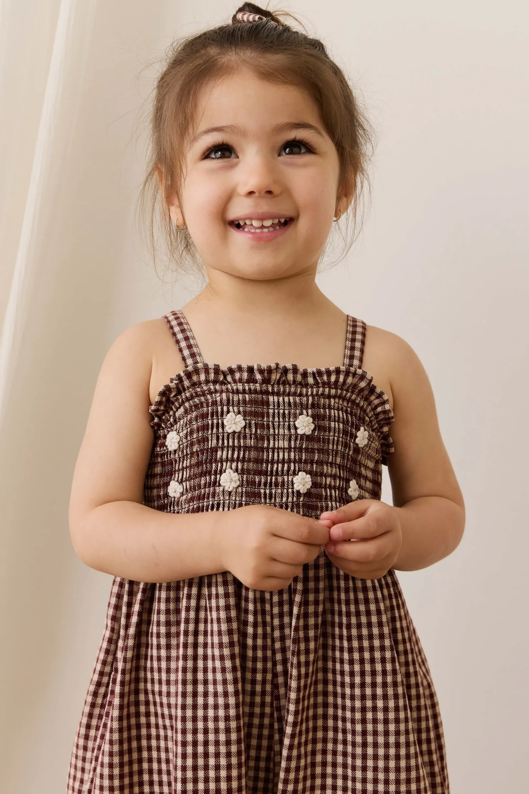 Organic Cotton Solenne Jumpsuit - Cinnamon Gingham
