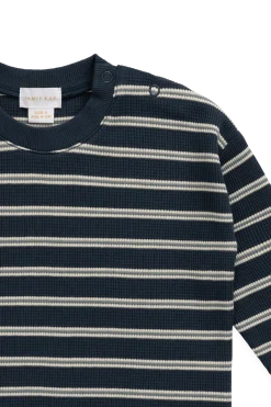 Organic Cotton Waffle Leith Long Sleeve Top - Dreamer Stripe Captain