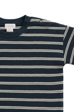 Organic Cotton Waffle Leith Tee - Dreamer Stripe Captain
