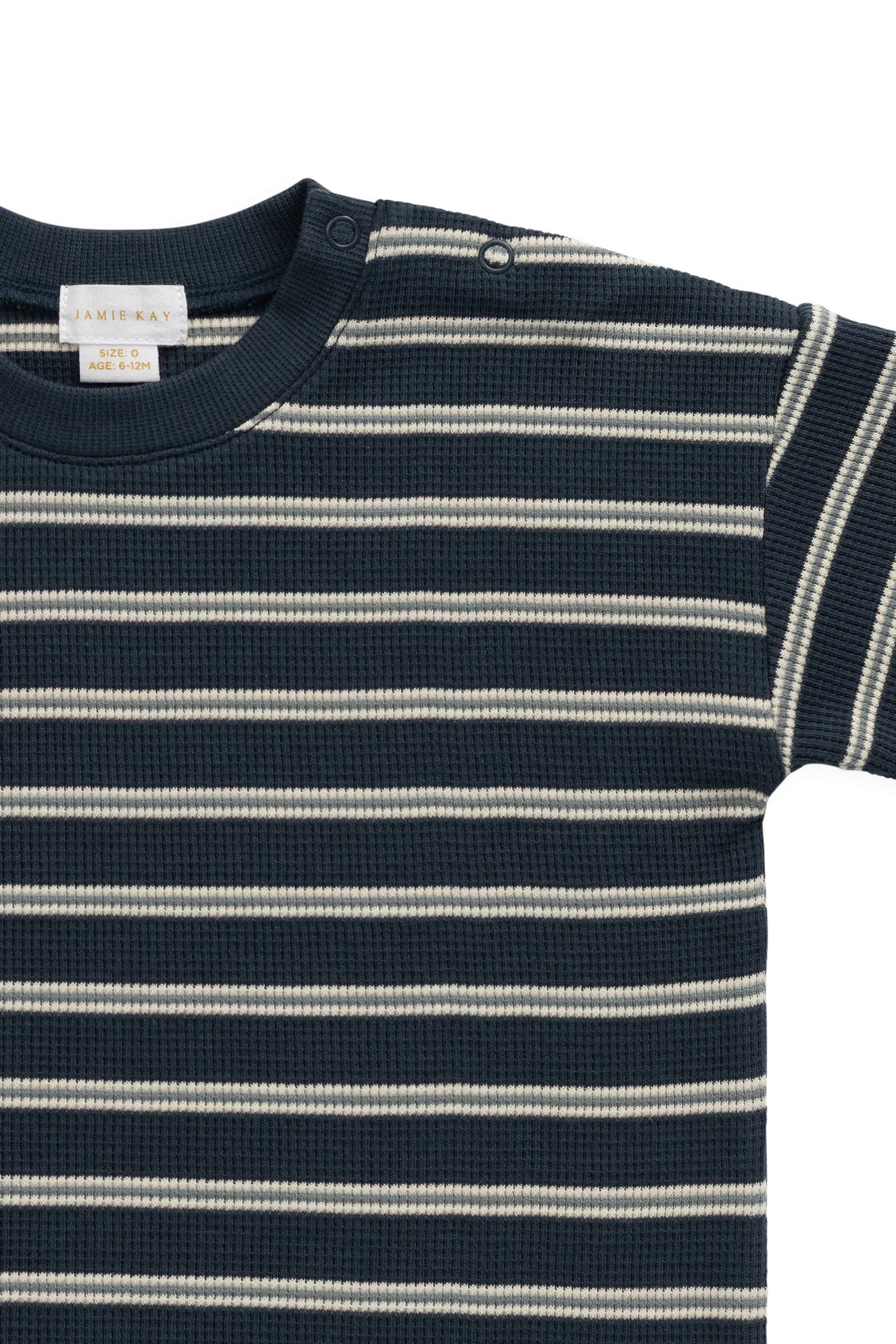 Organic Cotton Waffle Leith Tee - Dreamer Stripe Captain