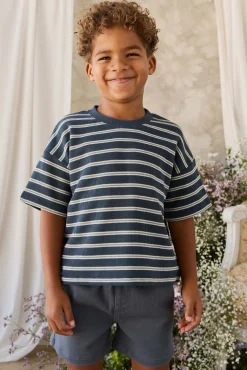 Organic Cotton Waffle Leith Tee - Dreamer Stripe Captain